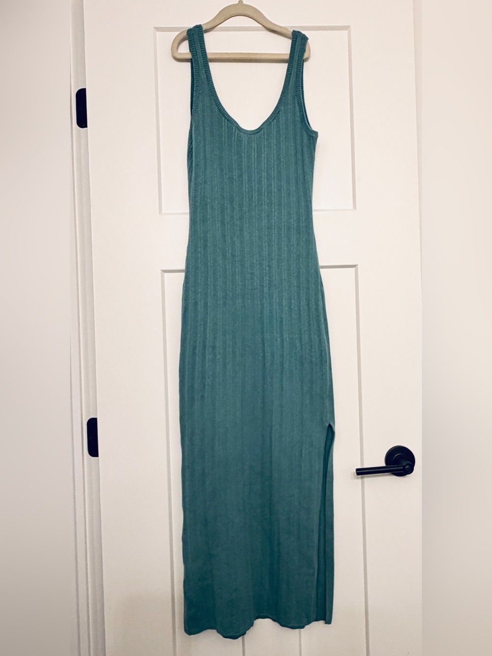 Abercrombie & Fitch Ribbed Knit Maxi Tank Dress Teal S